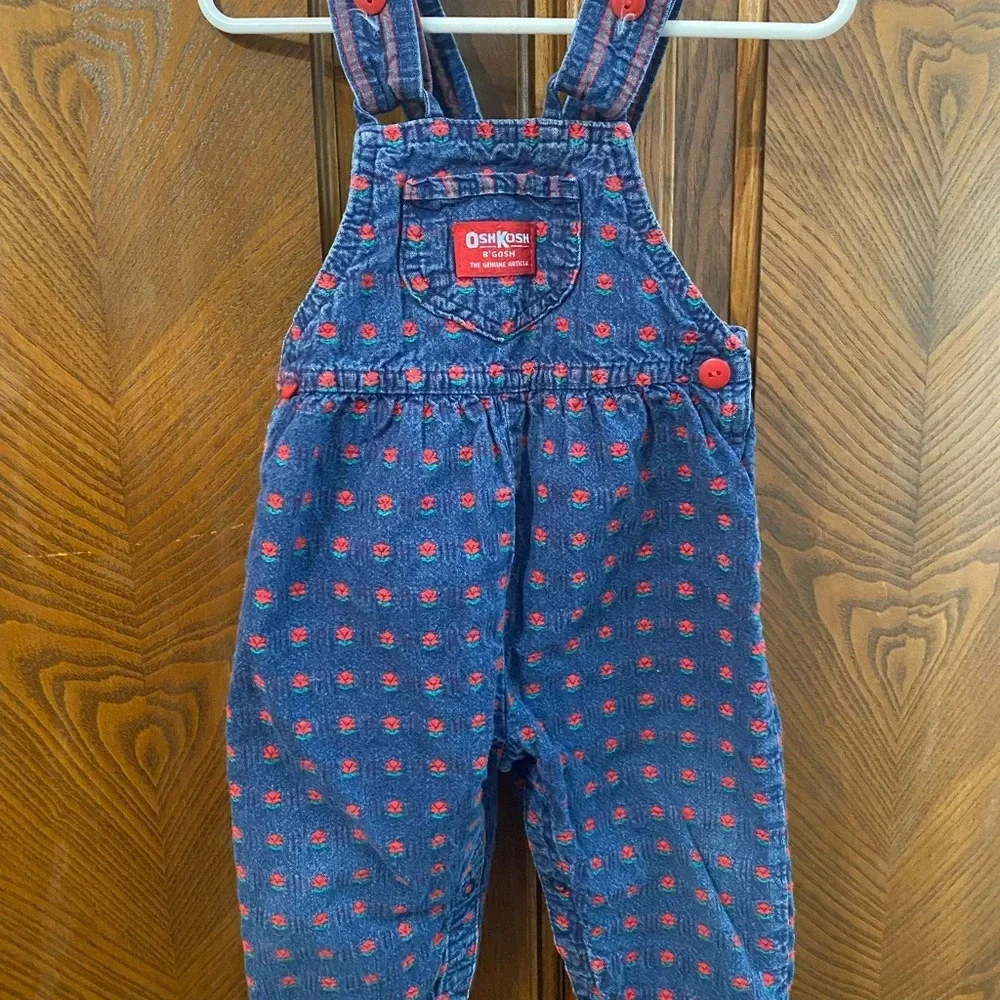 Vintage Oshkosh B’Gosh Floral Overalls  - Size 18 Months Floral Rose line